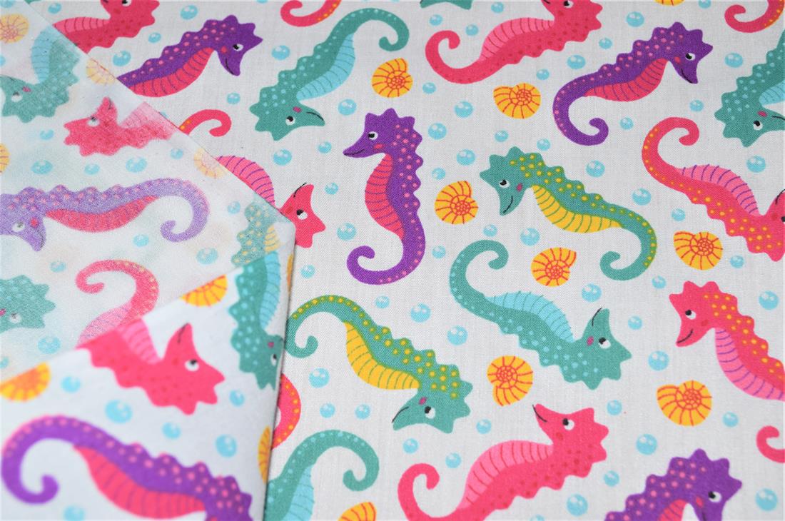 White Printed Polycotton Fabric