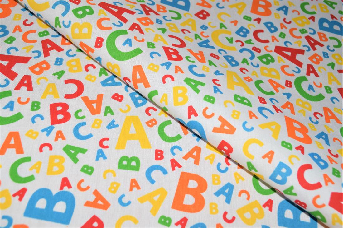 Alphabet Letter Printed Polycotton Fabric