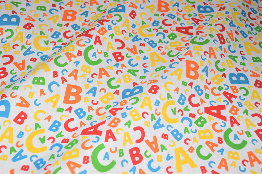 Alphabet Letter Printed Polycotton Fabric