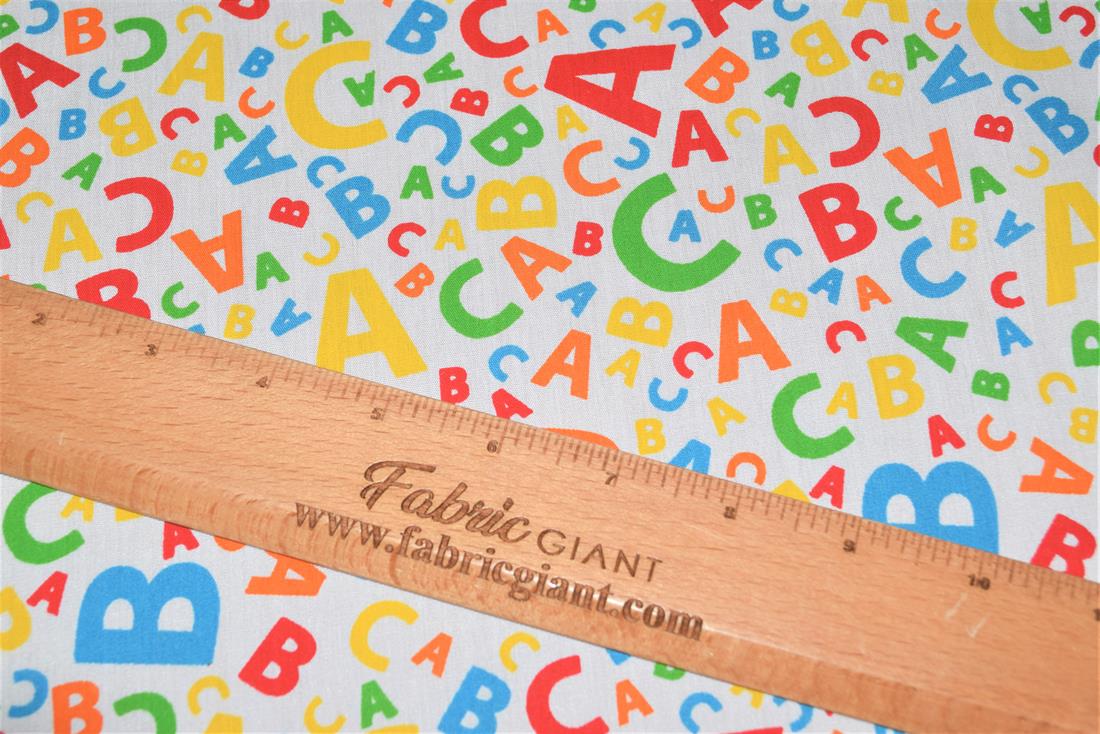 Alphabet Letter Printed Polycotton Fabric