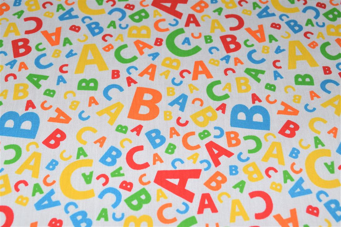 Alphabet Letter Printed Polycotton Fabric