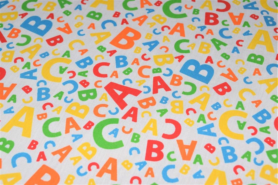Alphabet Letter Printed Polycotton Fabric
