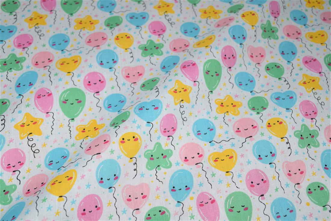 White Printed Polycotton Fabric