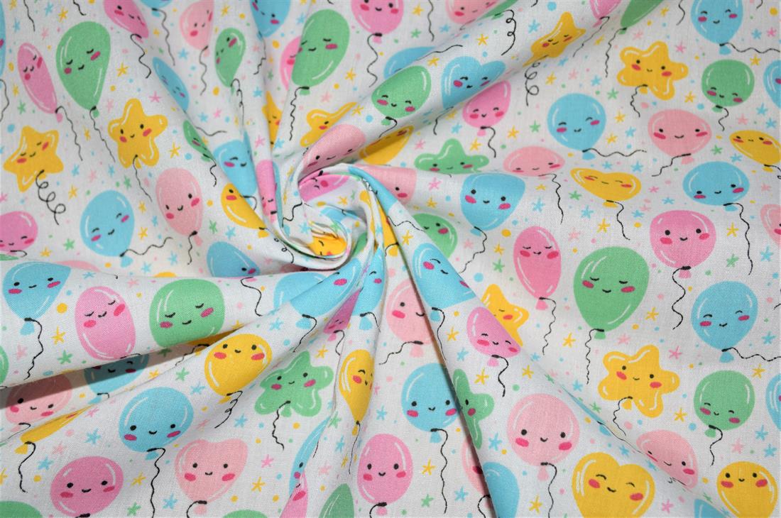 White Printed Polycotton Fabric
