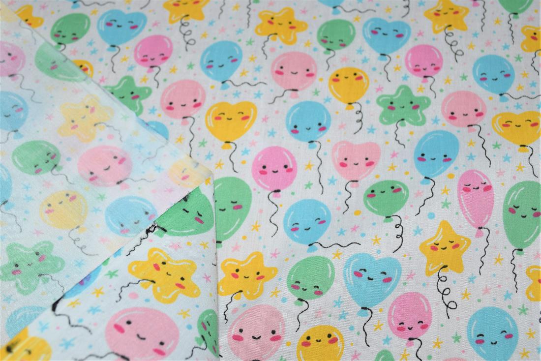 White Printed Polycotton Fabric