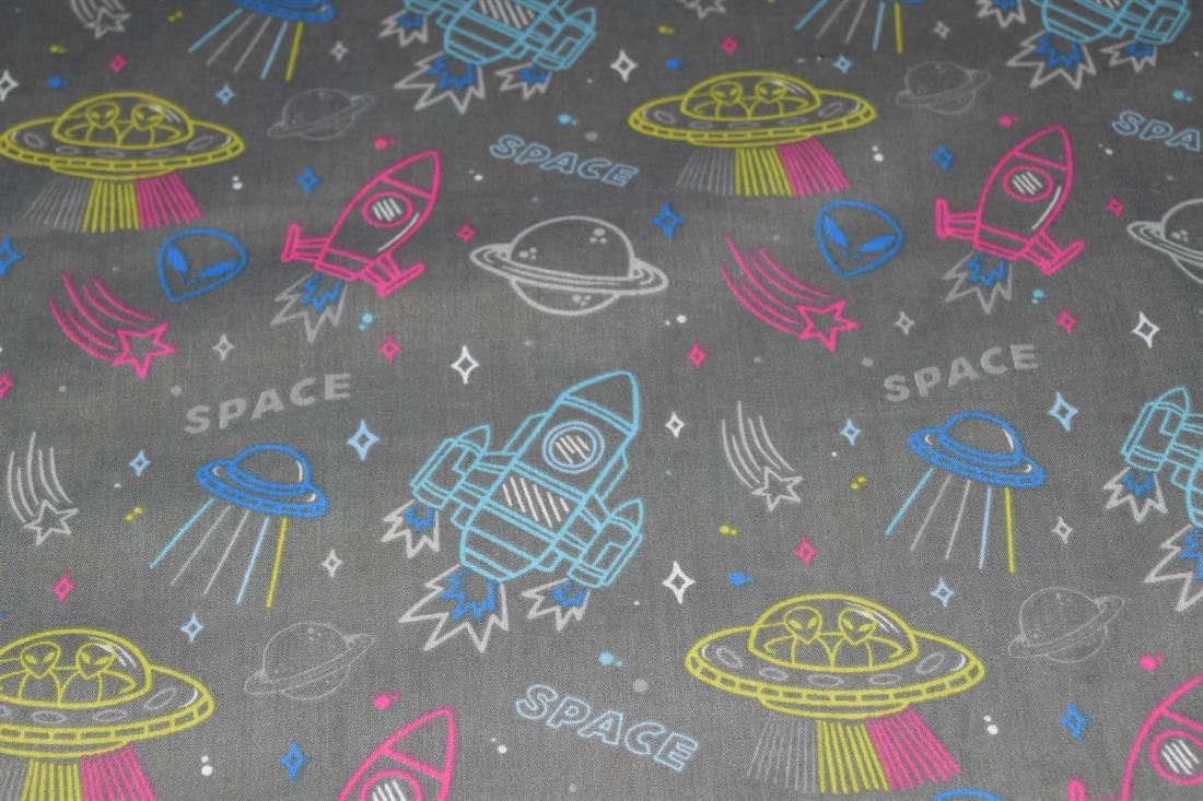 Space Jam Printed Polycotton Fabric