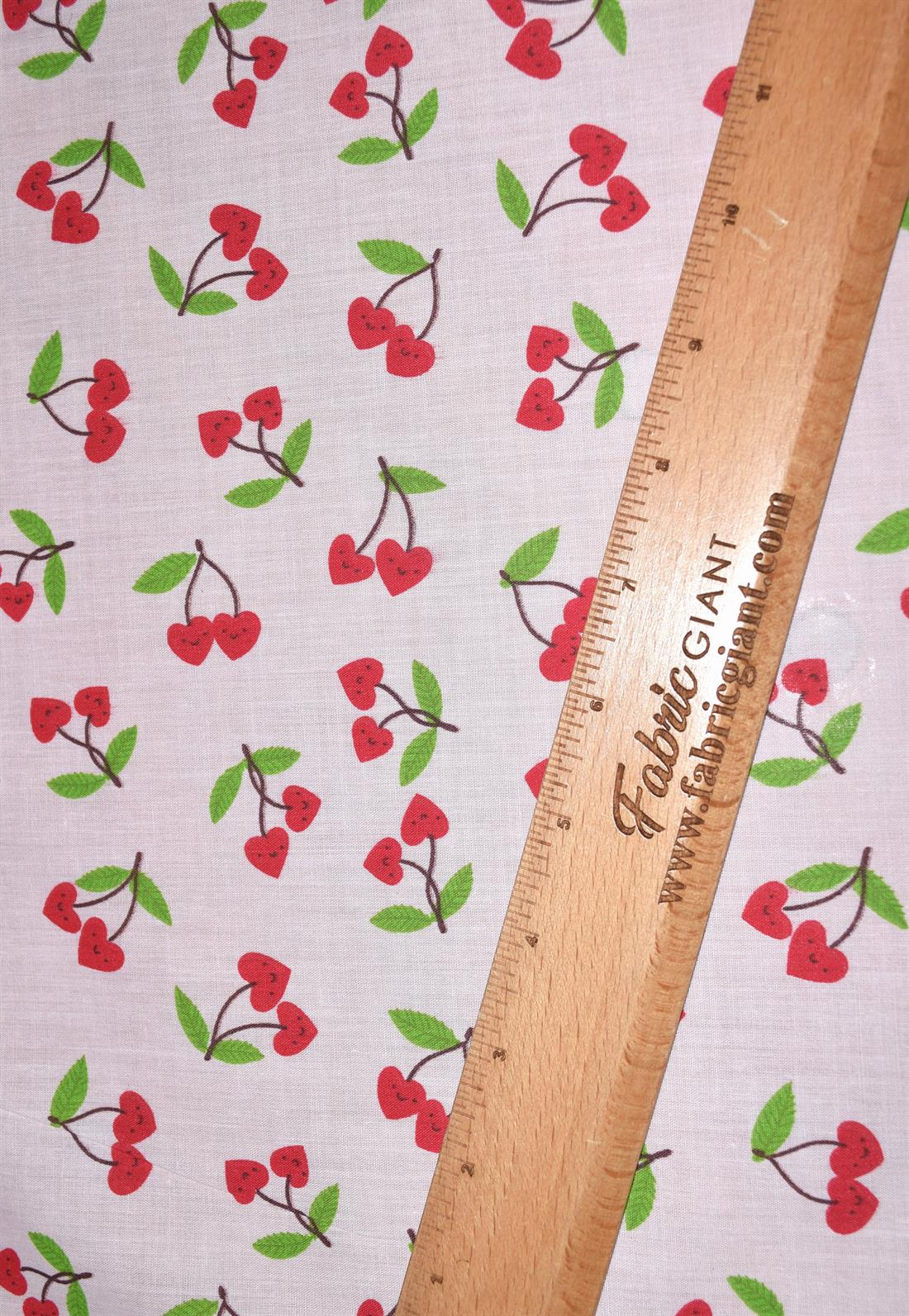 Cherry Love Printed Polycotton Fabric