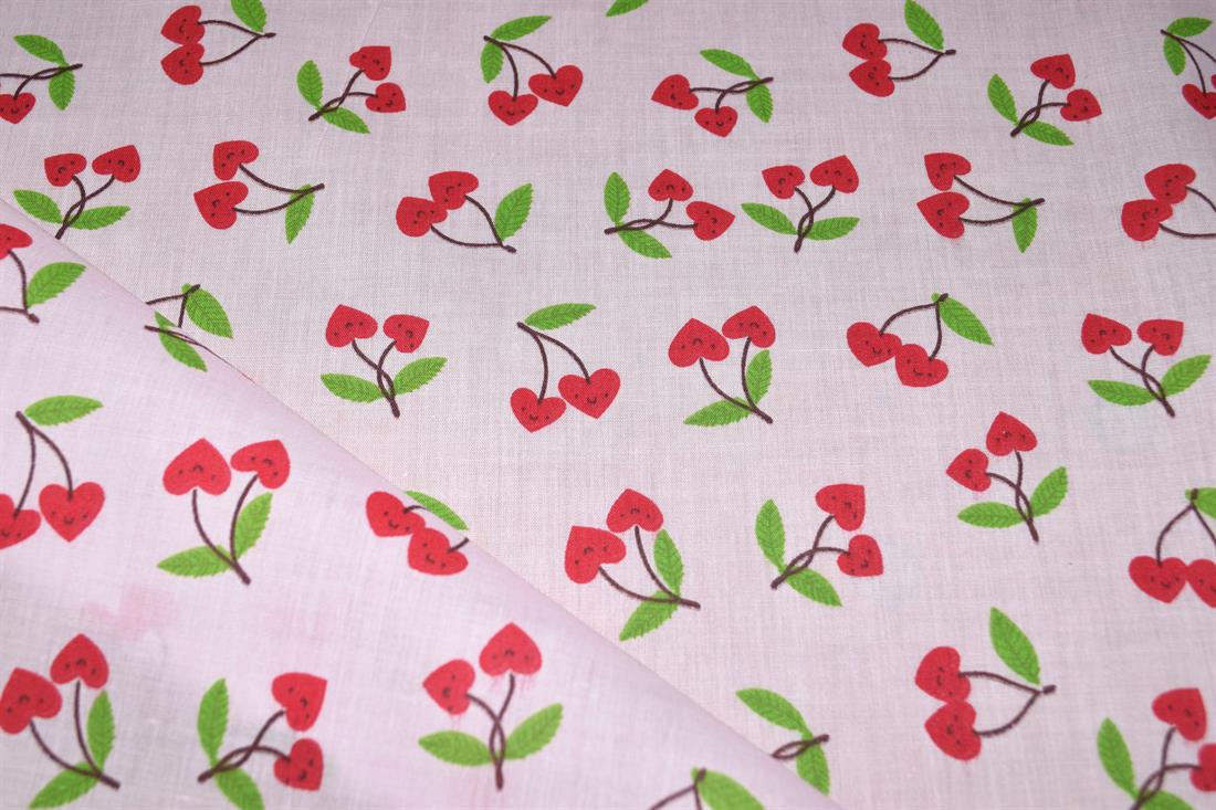 Cherry Love Printed Polycotton Fabric