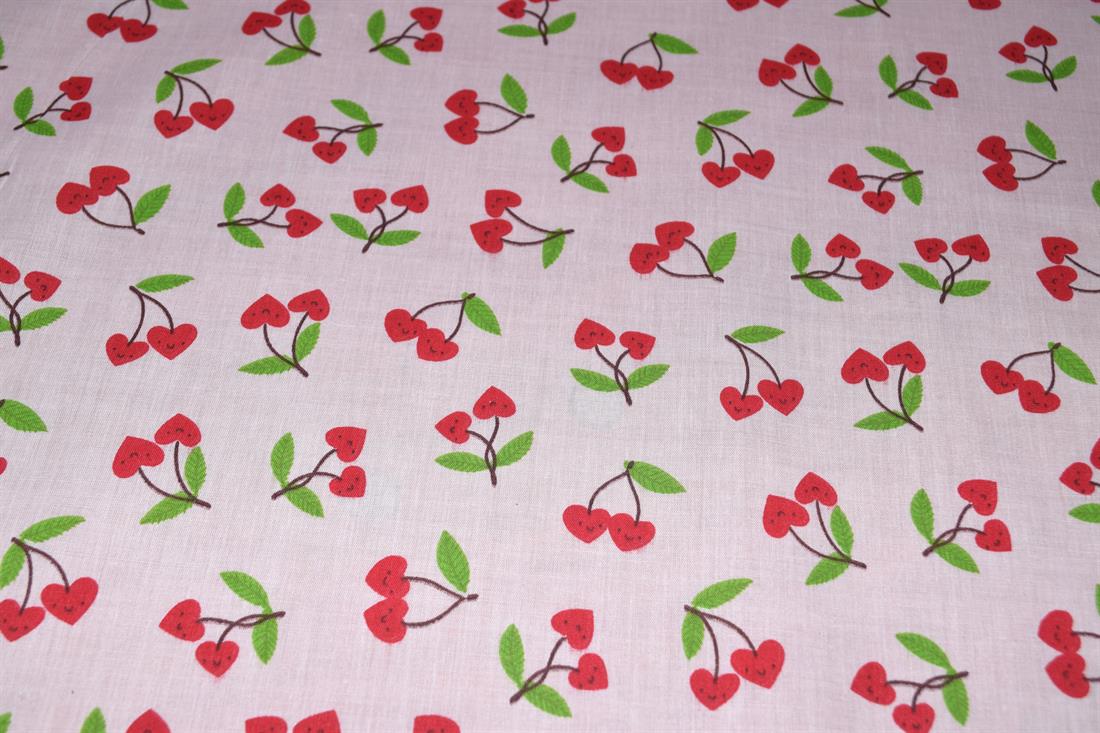Cherry Love Printed Polycotton Fabric