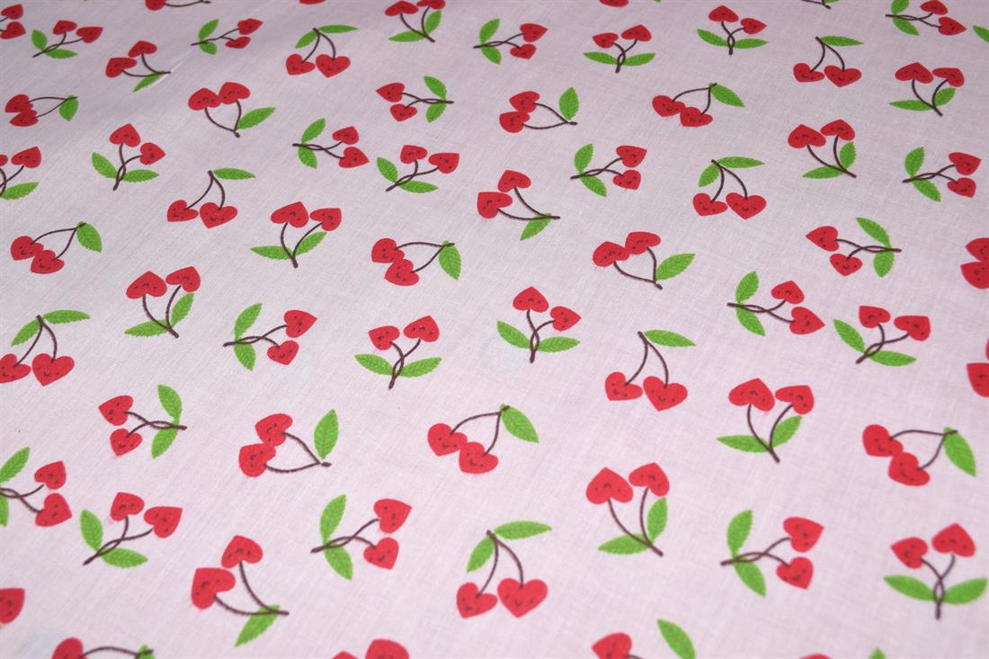 Cherry Love Printed Polycotton Fabric