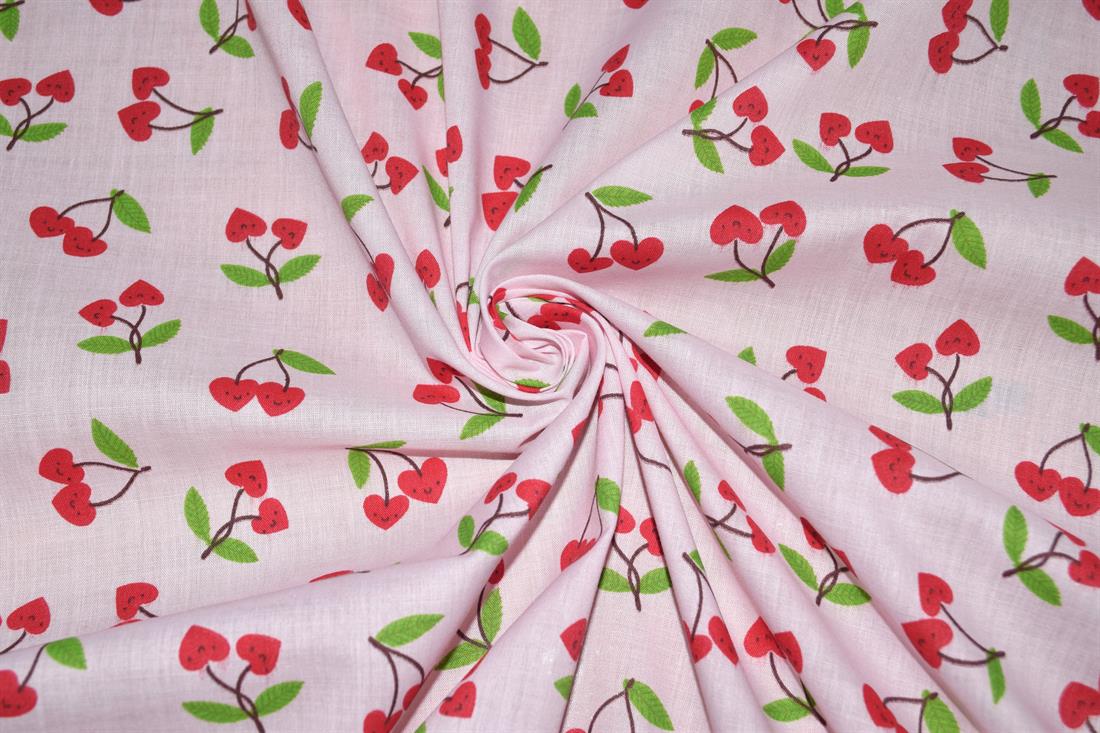 Cherry Love Printed Polycotton Fabric