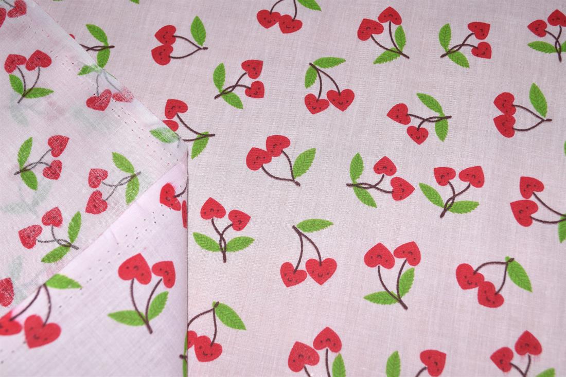 Cherry Love Printed Polycotton Fabric