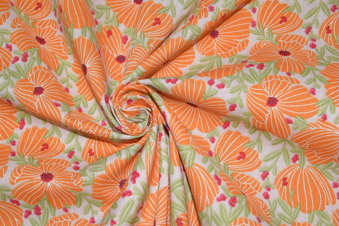 Morris Floral -Printed Polycotton Fabric