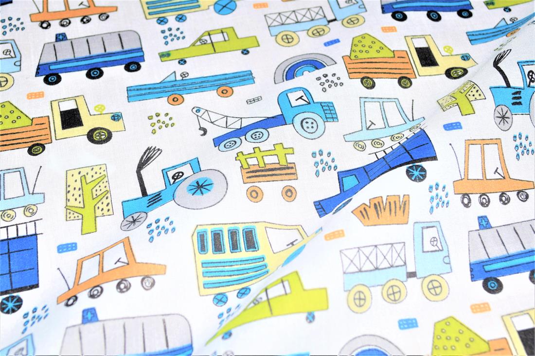 Construction Fun Printed Polycotton Fabric