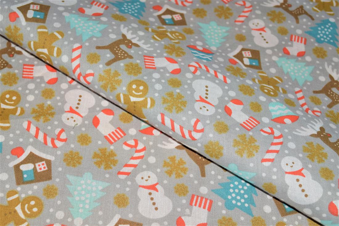 Grey Printed Polycotton Fabric
