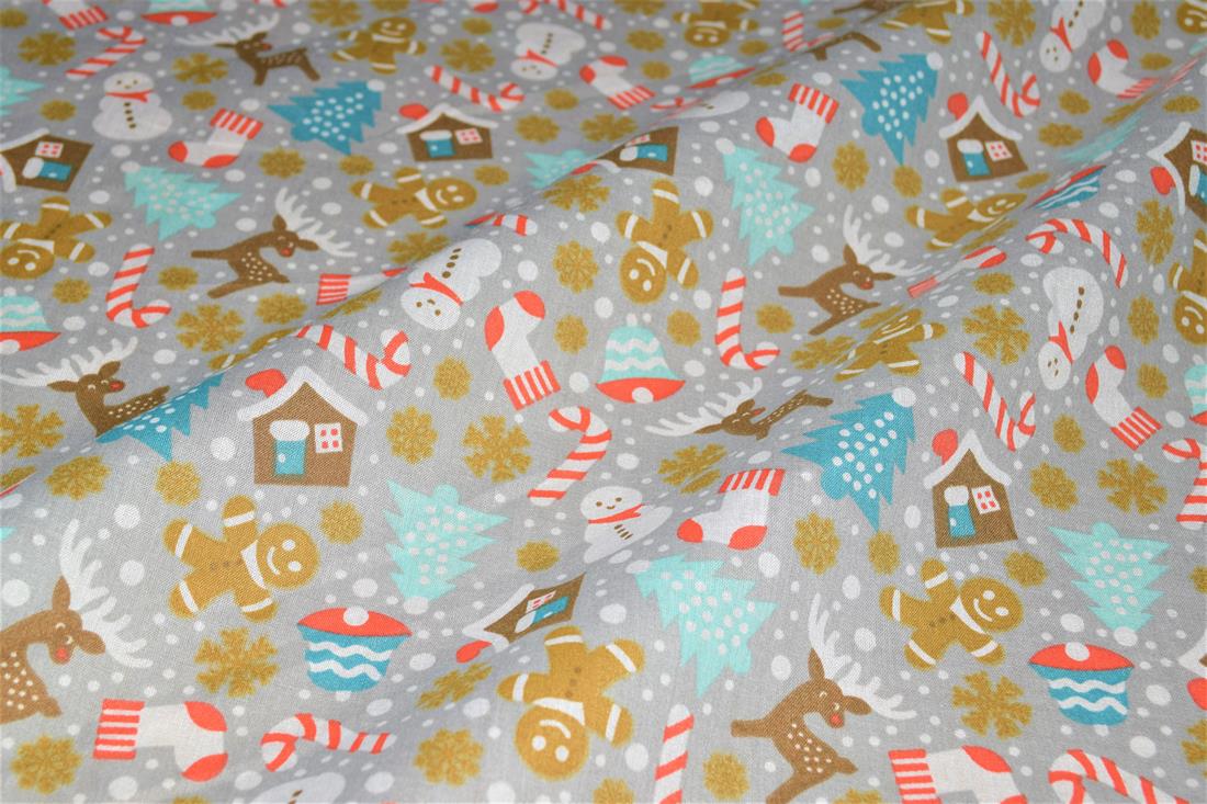 Grey Printed Polycotton Fabric