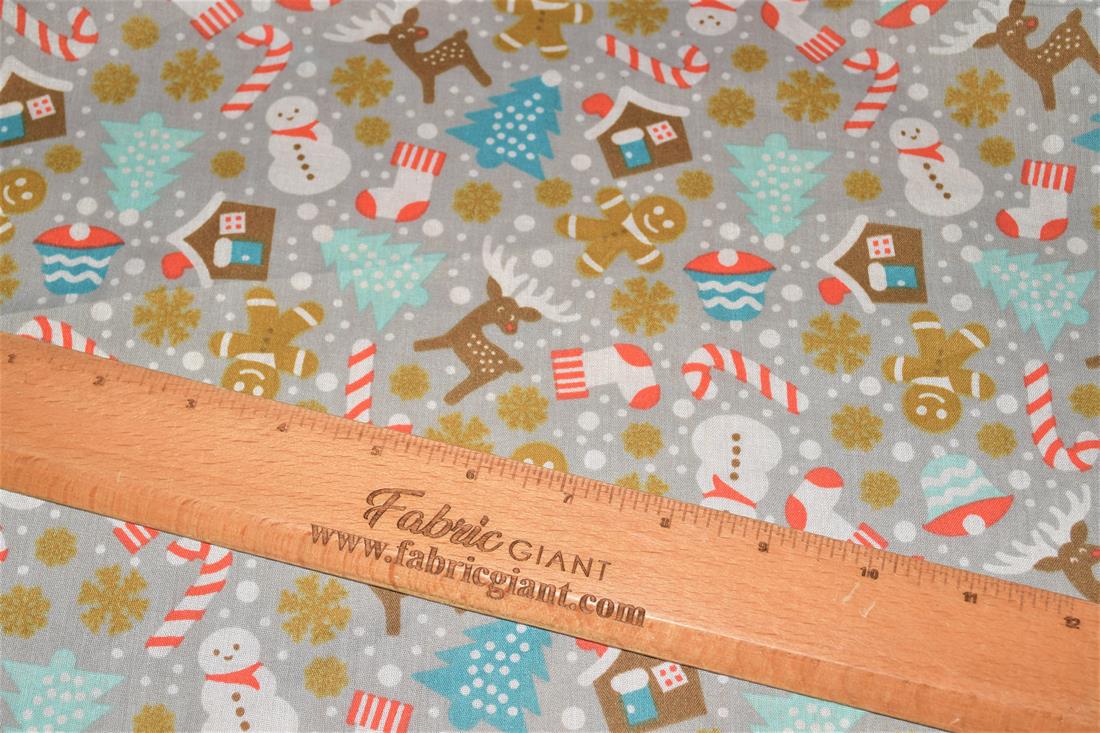 Grey Printed Polycotton Fabric