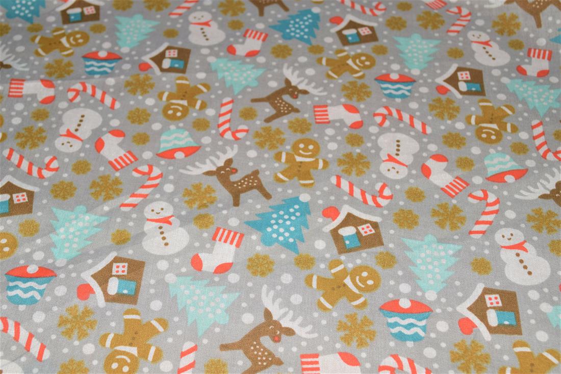 Grey Printed Polycotton Fabric