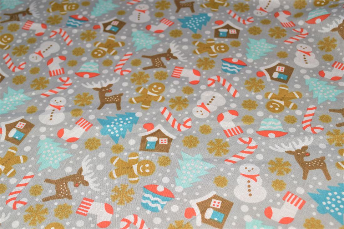 Grey Printed Polycotton Fabric