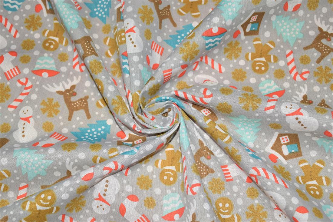 Grey Printed Polycotton Fabric