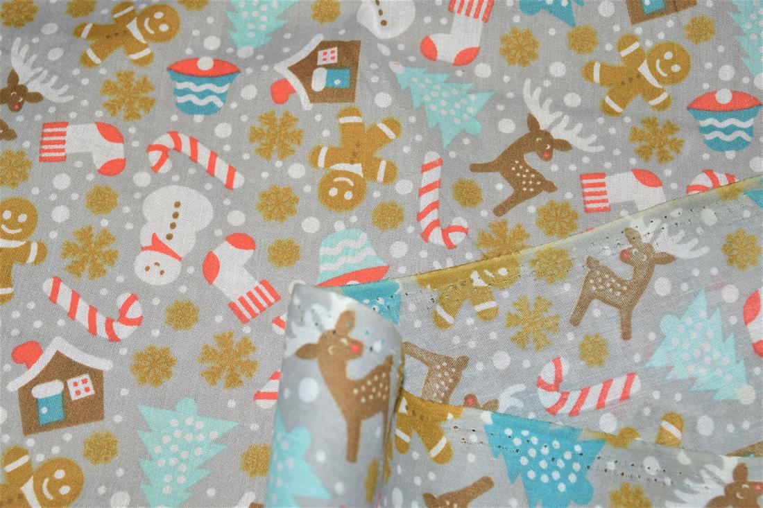 Grey Printed Polycotton Fabric