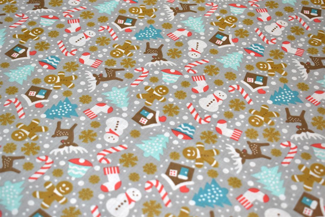 Christmas Trees Printed Polycotton Fabric