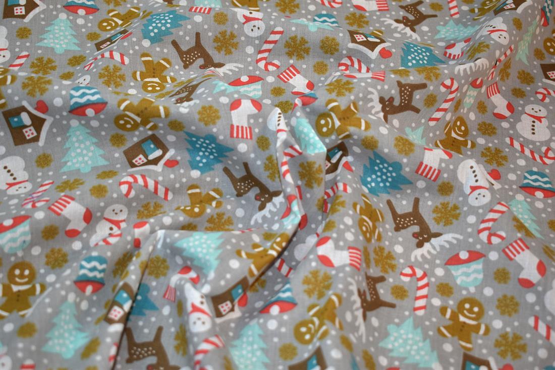 Christmas Trees Printed Polycotton Fabric