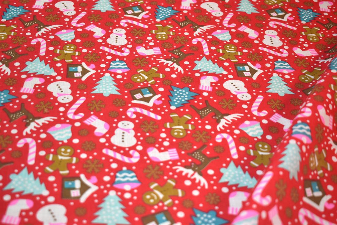Christmas Trees Printed Polycotton Fabric