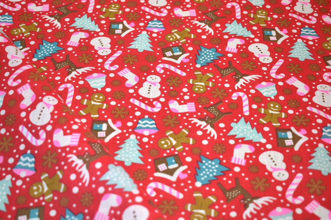 Christmas Trees Printed Polycotton Fabric