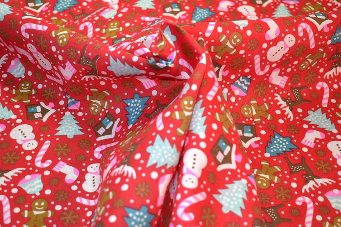Christmas Trees Printed Polycotton Fabric