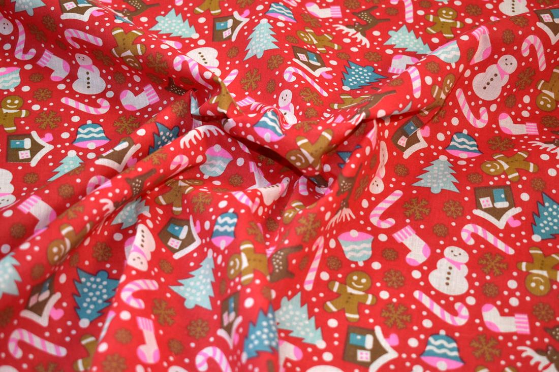 Christmas Trees Printed Polycotton Fabric