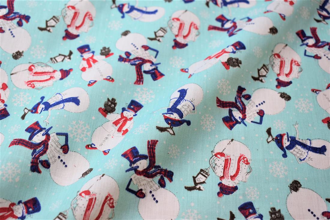 Aqua Printed Polycotton Fabric