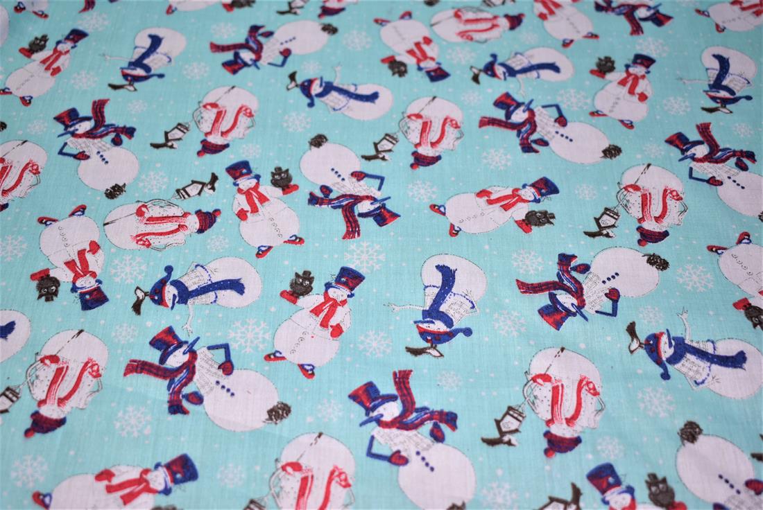 Aqua Printed Polycotton Fabric