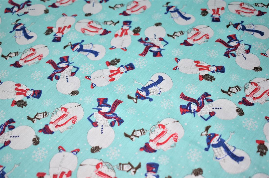 Aqua Printed Polycotton Fabric