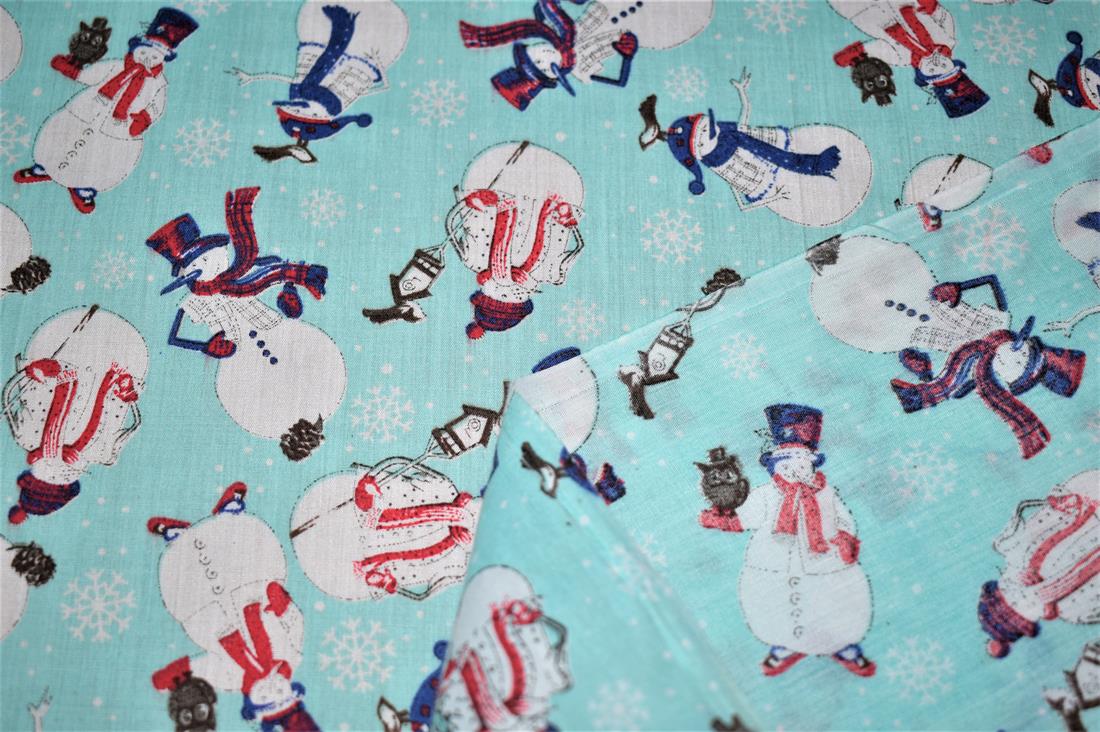 Aqua Printed Polycotton Fabric