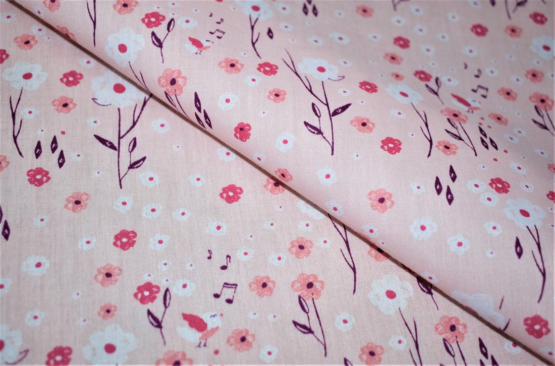 Light Pink Printed Polycotton Fabric