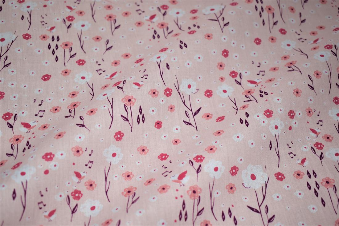 Light Pink Printed Polycotton Fabric
