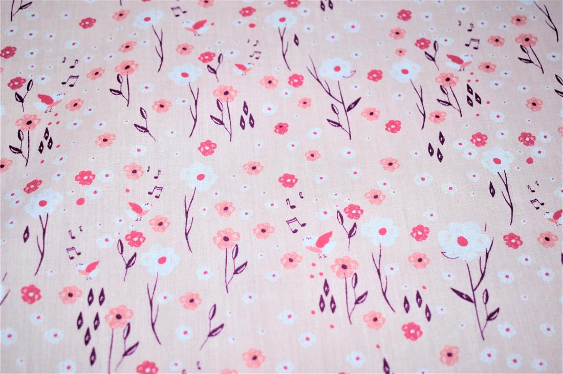 Light Pink Printed Polycotton Fabric