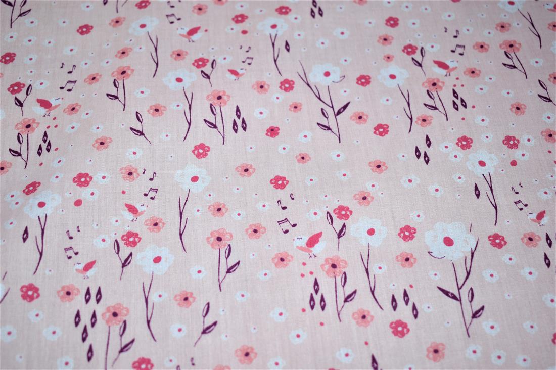 Light Pink Printed Polycotton Fabric