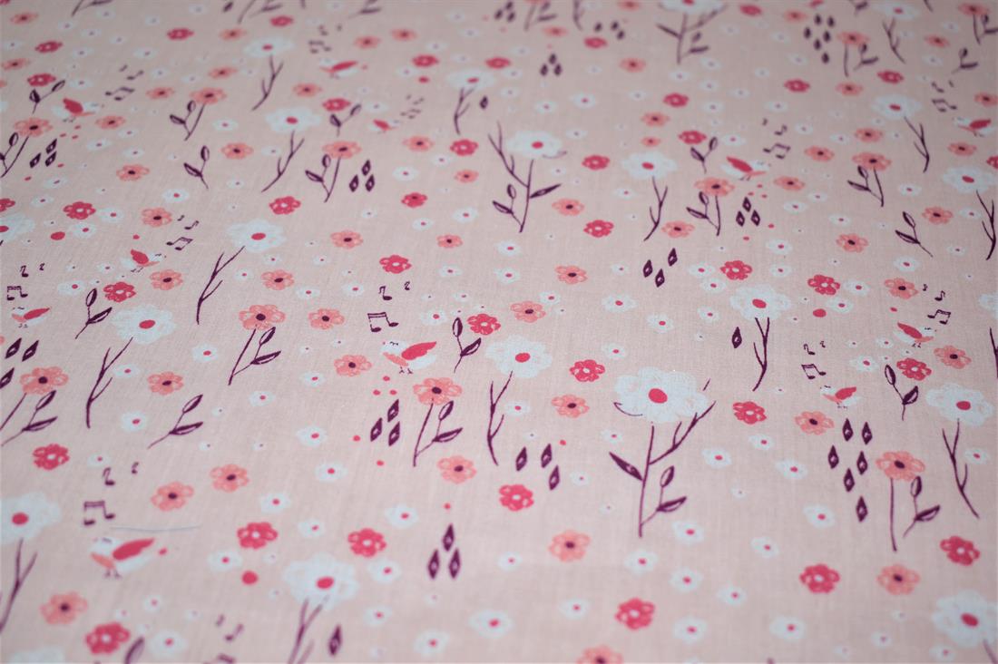 Light Pink Printed Polycotton Fabric