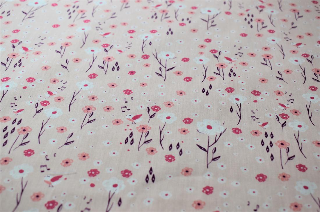 Light Pink Printed Polycotton Fabric