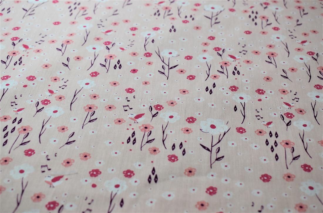 Light Pink Printed Polycotton Fabric