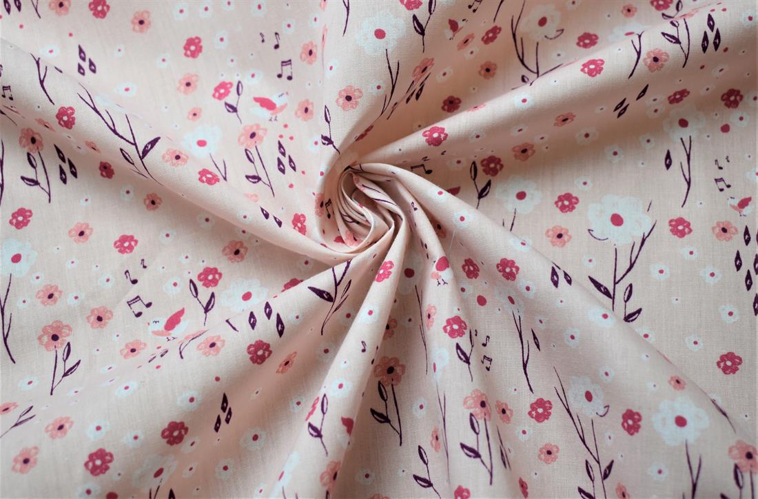 Light Pink Printed Polycotton Fabric