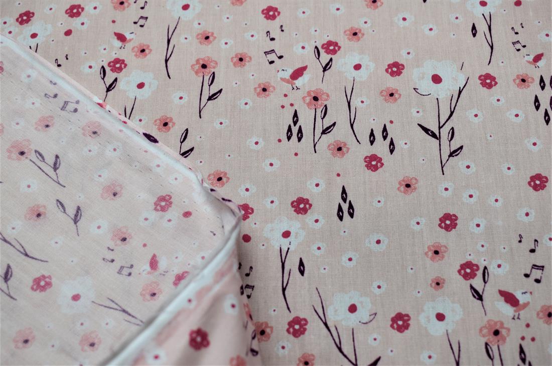 Light Pink Printed Polycotton Fabric