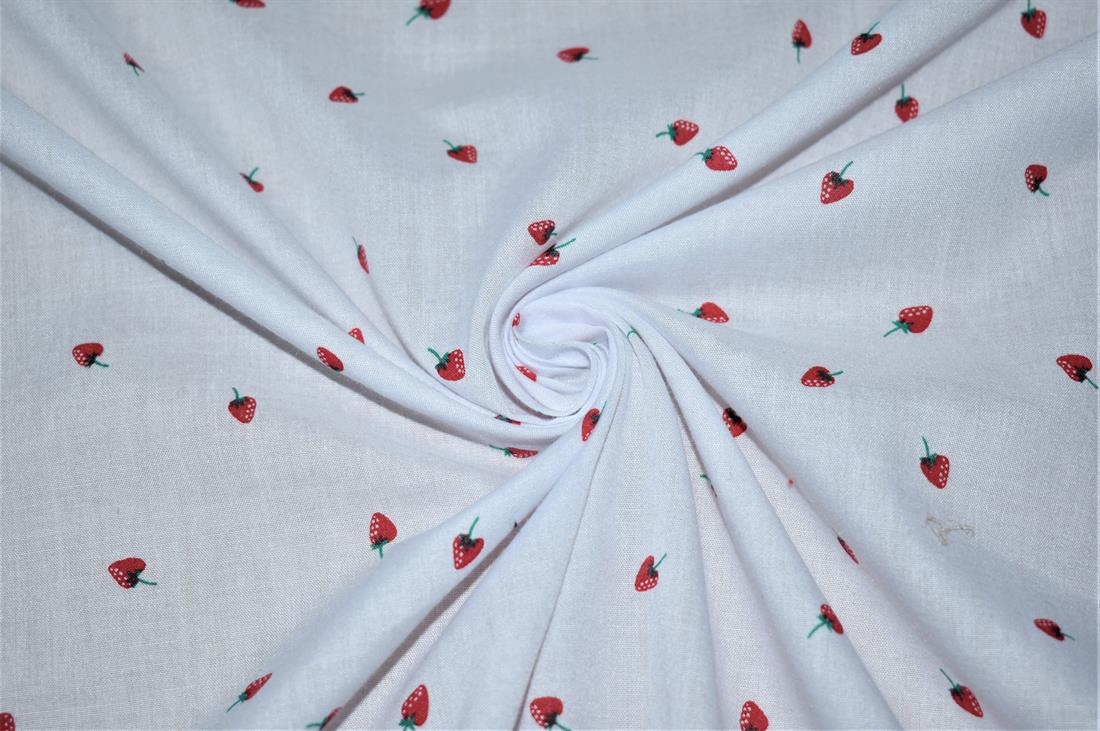 White Printed Polycotton Fabric