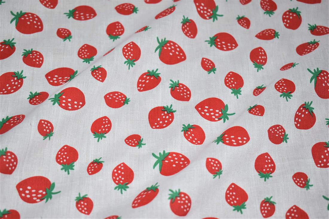 White Printed Polycotton Fabric