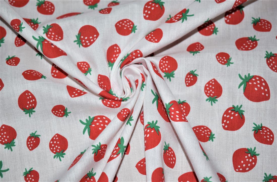 White Printed Polycotton Fabric