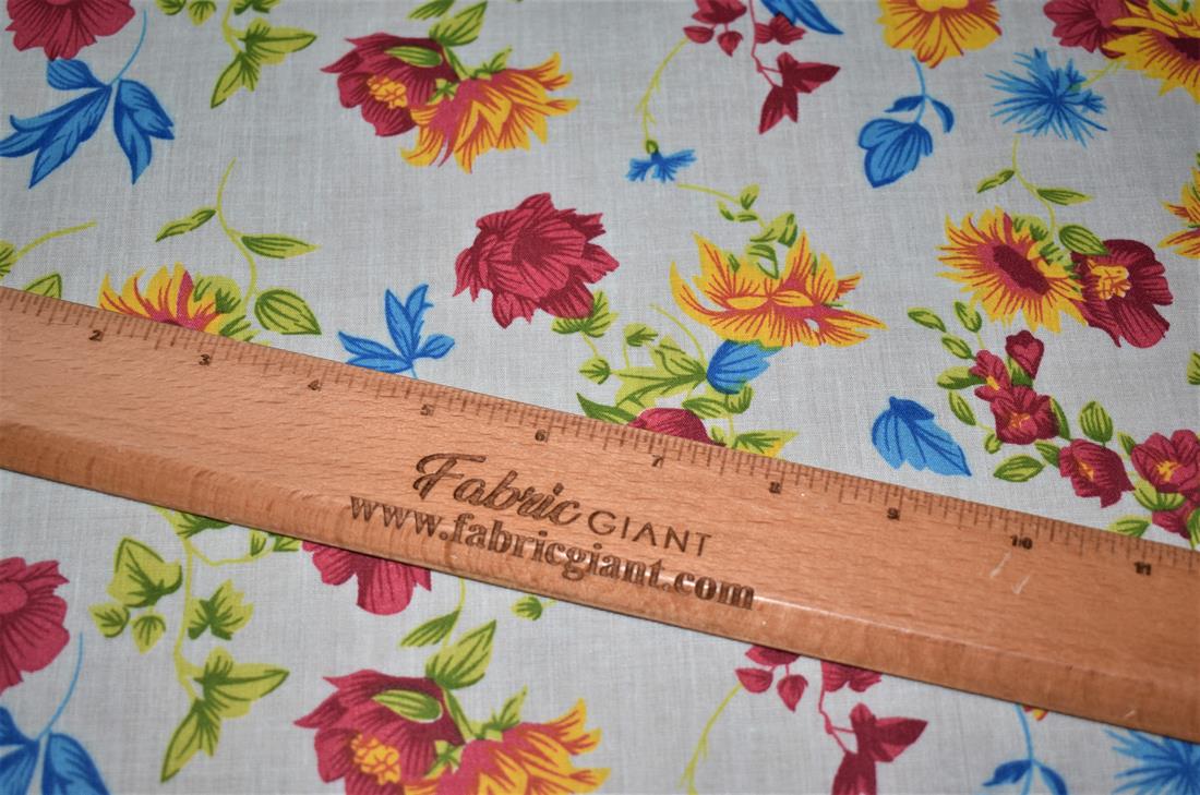 Country Flower Printed Polycotton Fabric