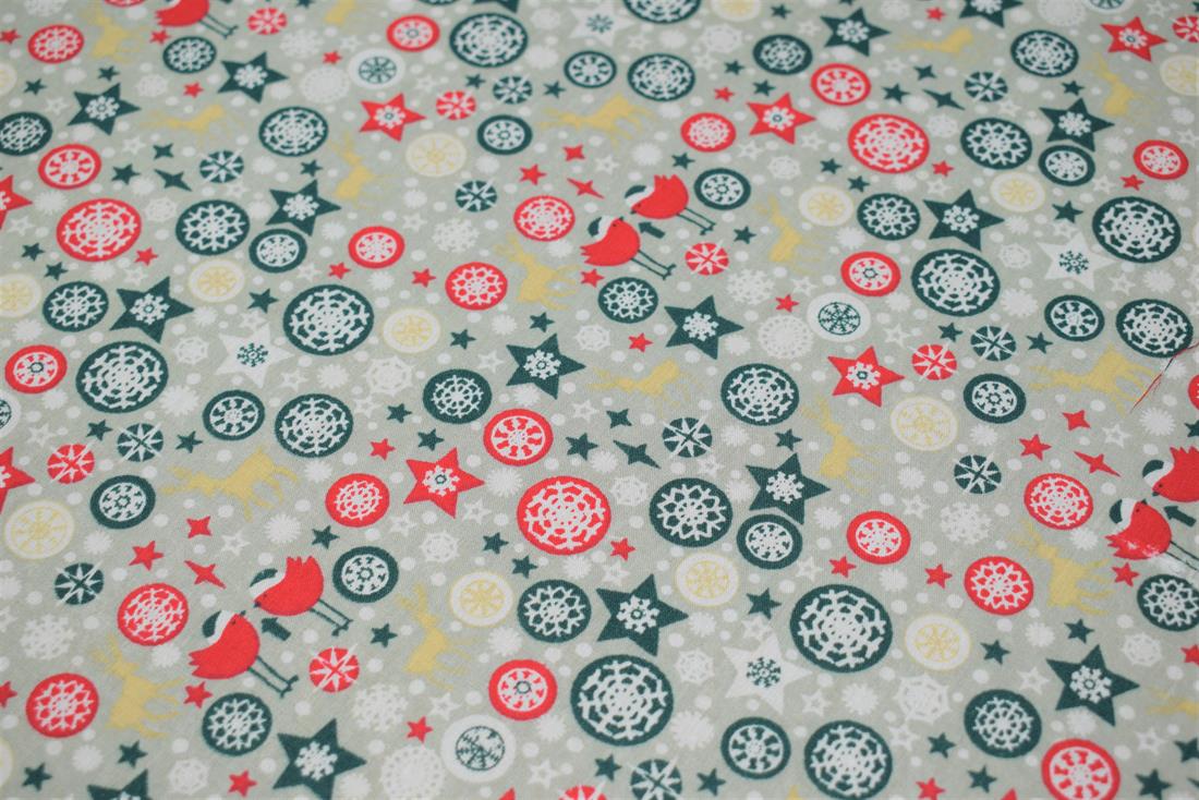 Snowflake & Reindeer Print PolyCotton Fabric