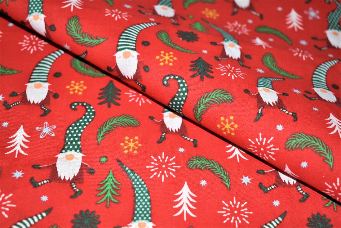 Printed Polycotton Fabric, Going Gonk Xmas Print
